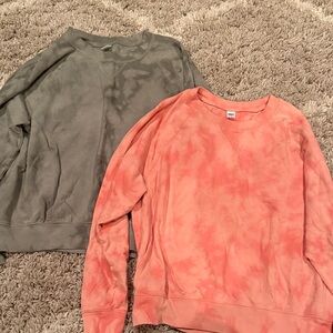 Old Navy Tie-Dye Sweatshirts in Olive and Coral